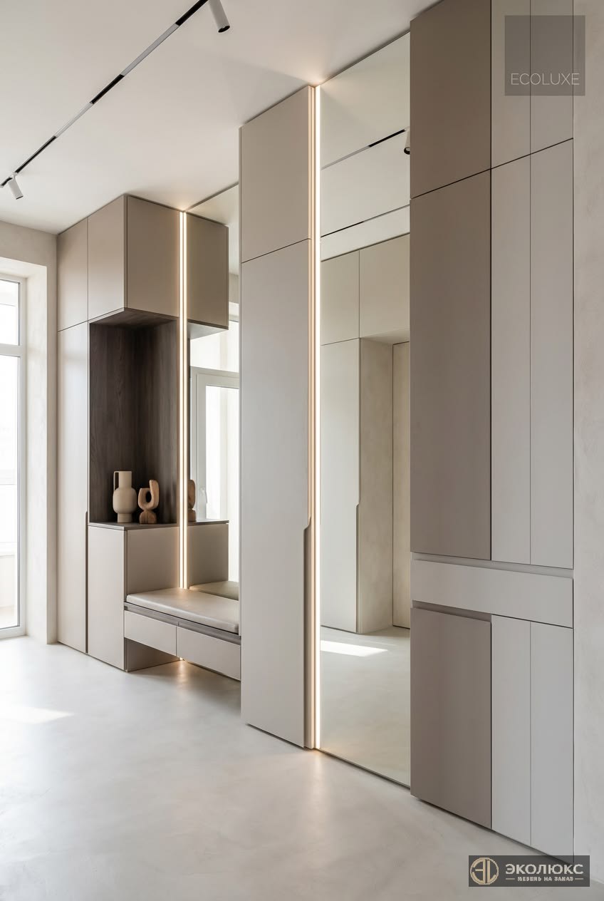 Современные встроенные шкафы от пола до потолка