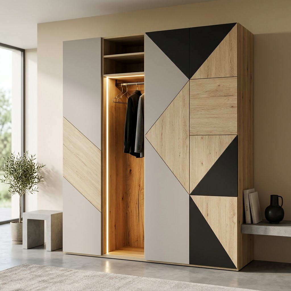 Шкаф комбинированный с геометрией и LED