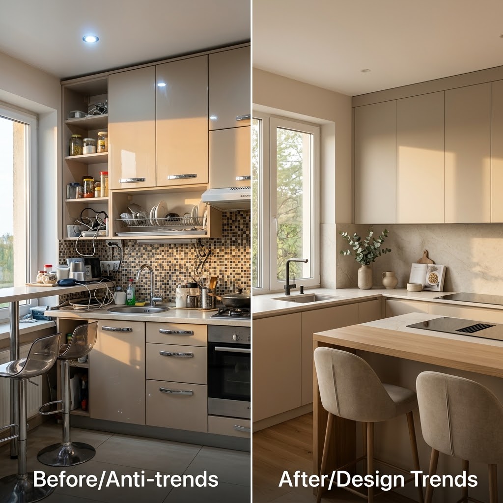 Антитренды 2026 в кухнях: 12 решений, которые выглядят устаревшими или неудобны — и чем их заменить